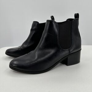 A New Day TARGET Black Faux-Leather Ankle Boots Booties size 8.5 Women's Slip-on
